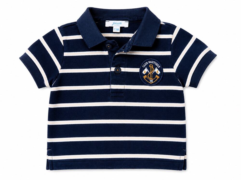 Jacadi Paris Boys' Navy & Cream Striped Rugby Polo - 23M